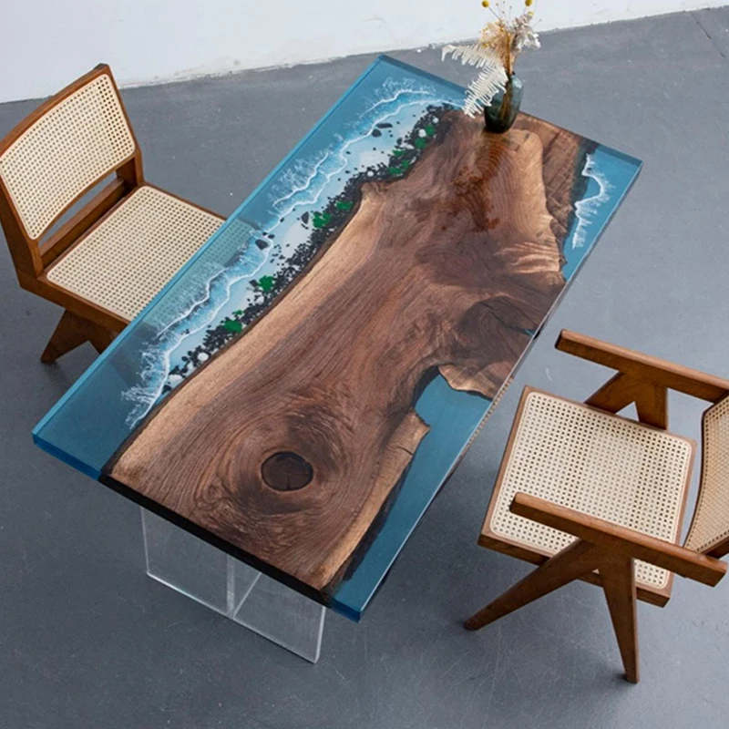

Hotel Villa Customized Handmade Creative Design Dining Table Epoxy Resin Dining Table