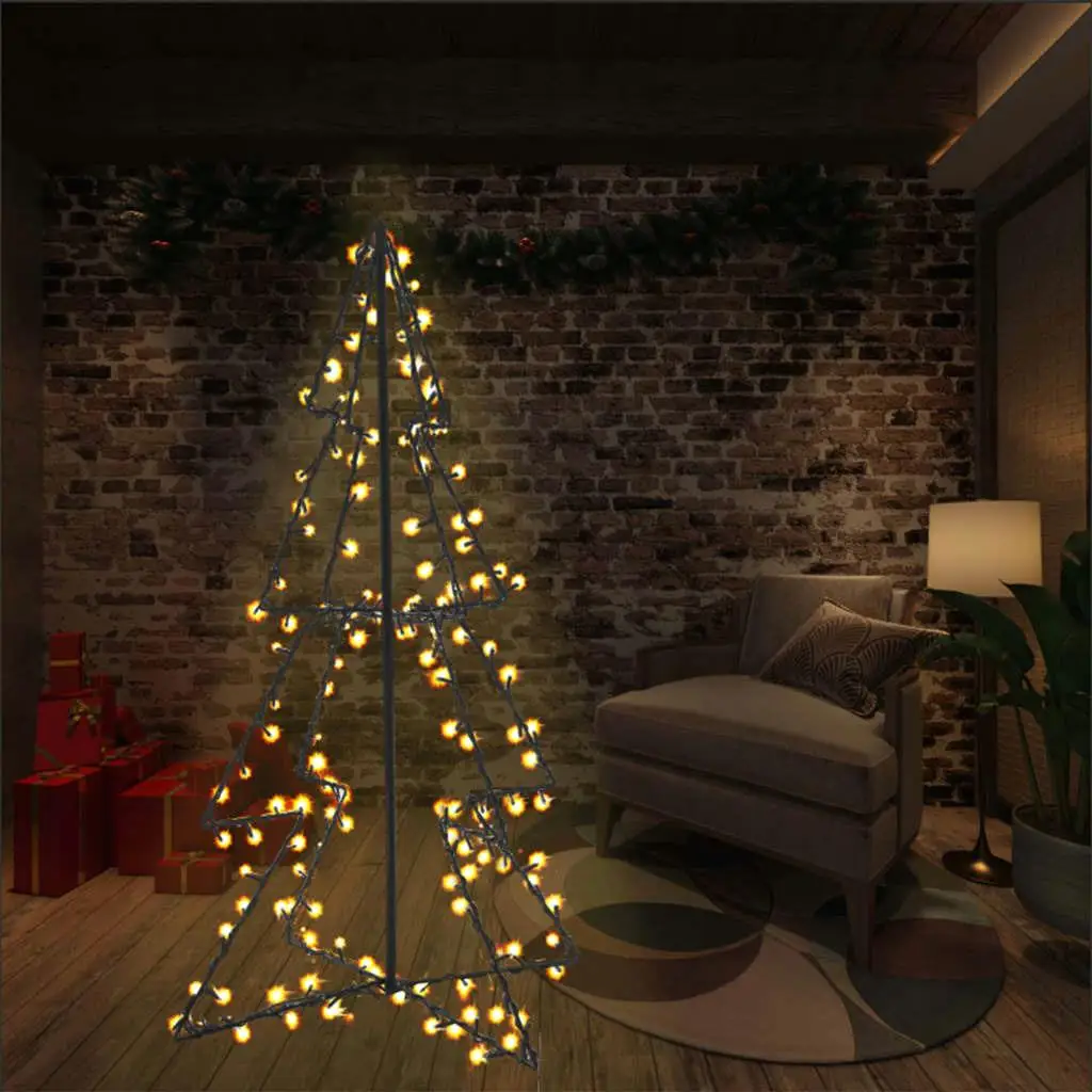 Árvore de cone de Natal de 30,7 x 47,2 polegadas com 160 LEDs para decoração de férias internas e externas
