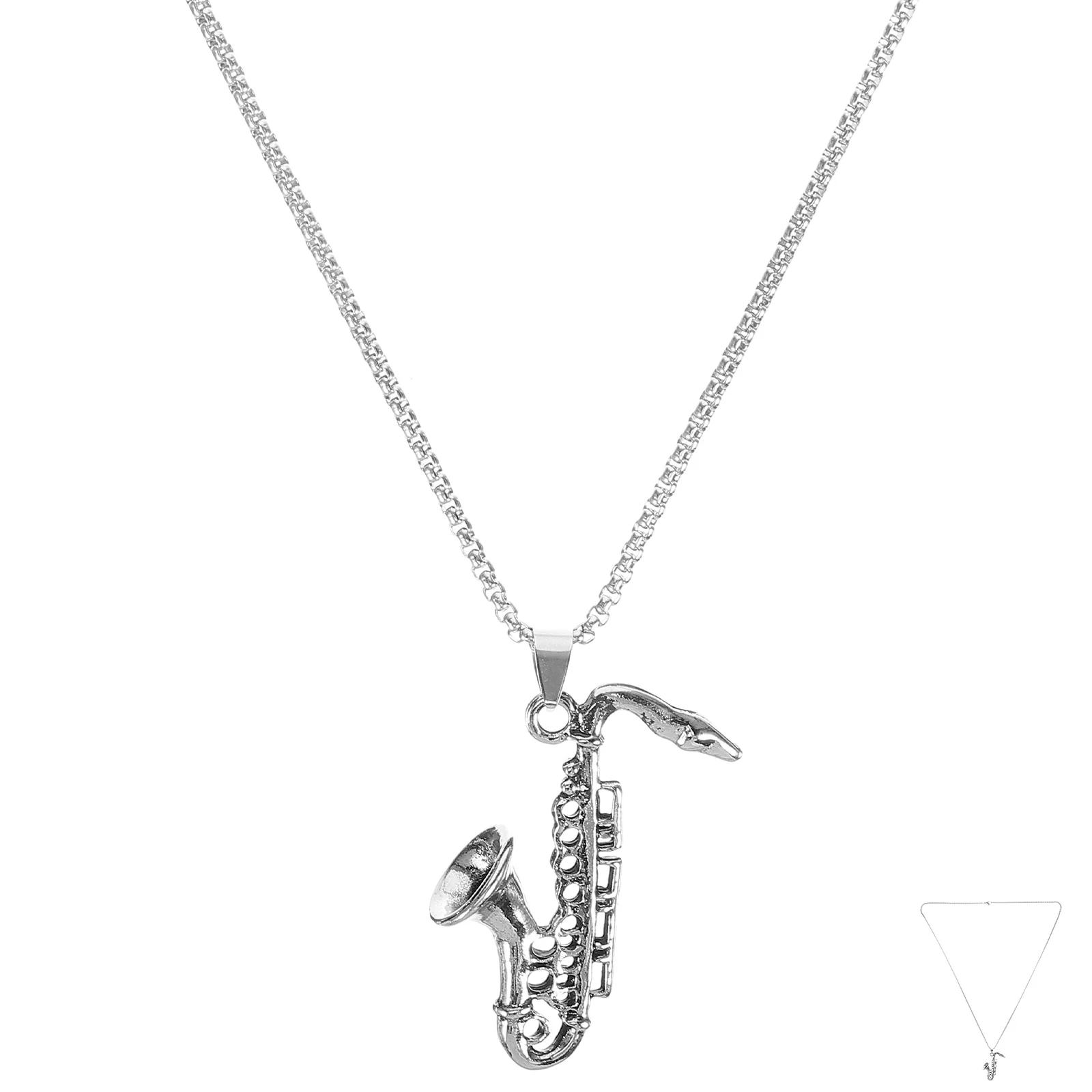 

Saxophone Pendant Necklace Stainless Steel Statement Necklaces Women Music Festival Party Accessories Charm Jewelry