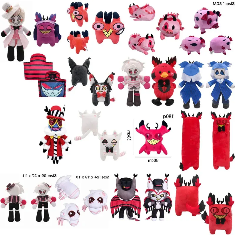 Amaldiçoado Cat Alastor Plush Cosplay, Cartoon Habzin, Angel Dust Husk, Lucifer Fat Nuggets, Pelúcias Fantasia, Mascote Adereços, Presentes de aniversário