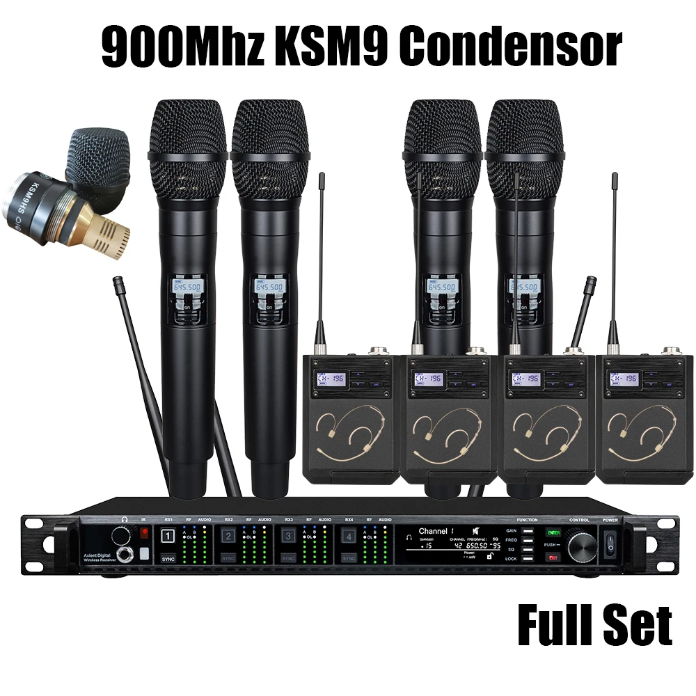 Leicozic AD4Q 4 Channel Wireless Microphone Professional Stage Microfone Condsensor KSM11 KSM9 BETA87A Capsule 500/600/900Mhz