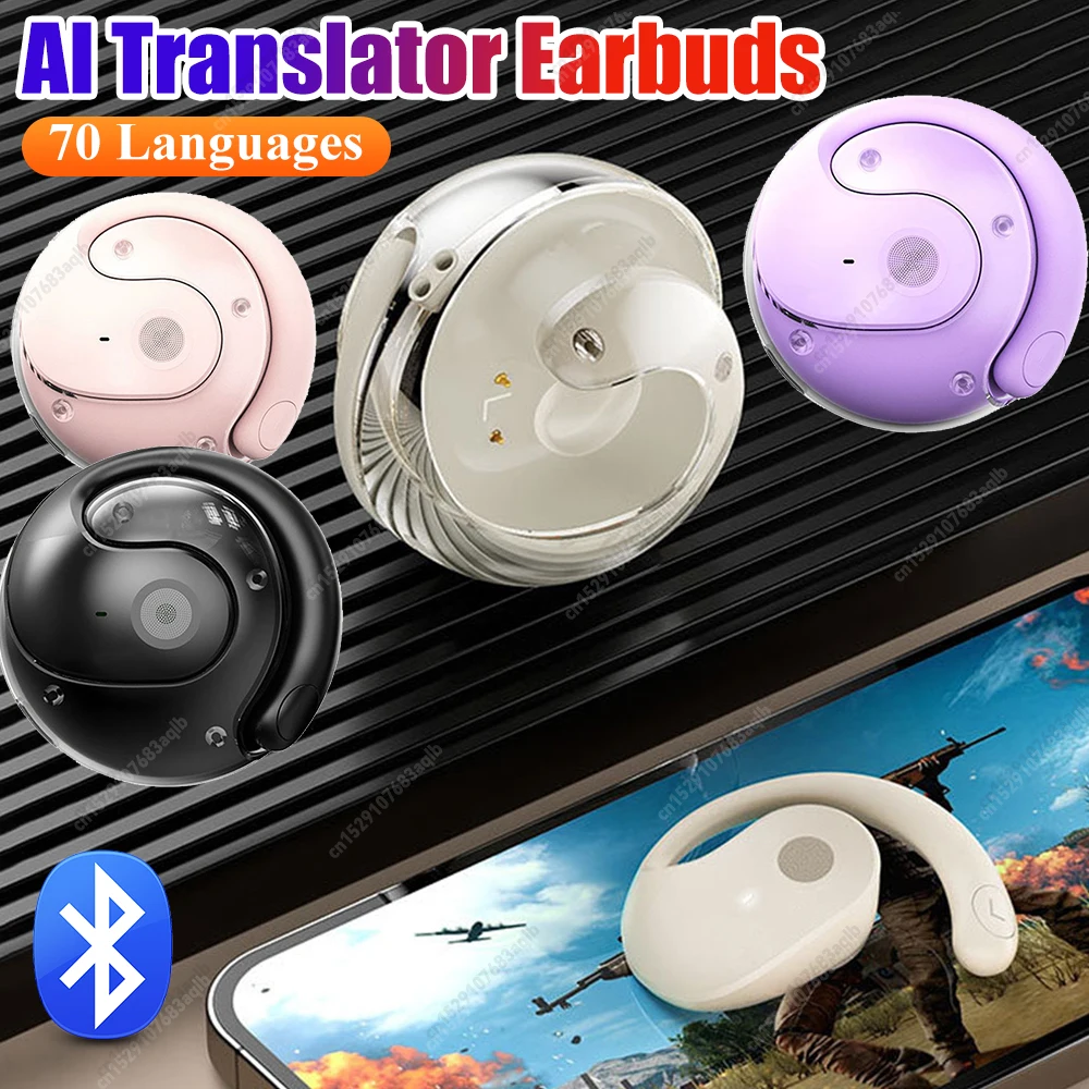 Over 70 Languages AI Translator Earbuds Wireless BT Translation Earphones Real-time Translator Headphones for Business Learning