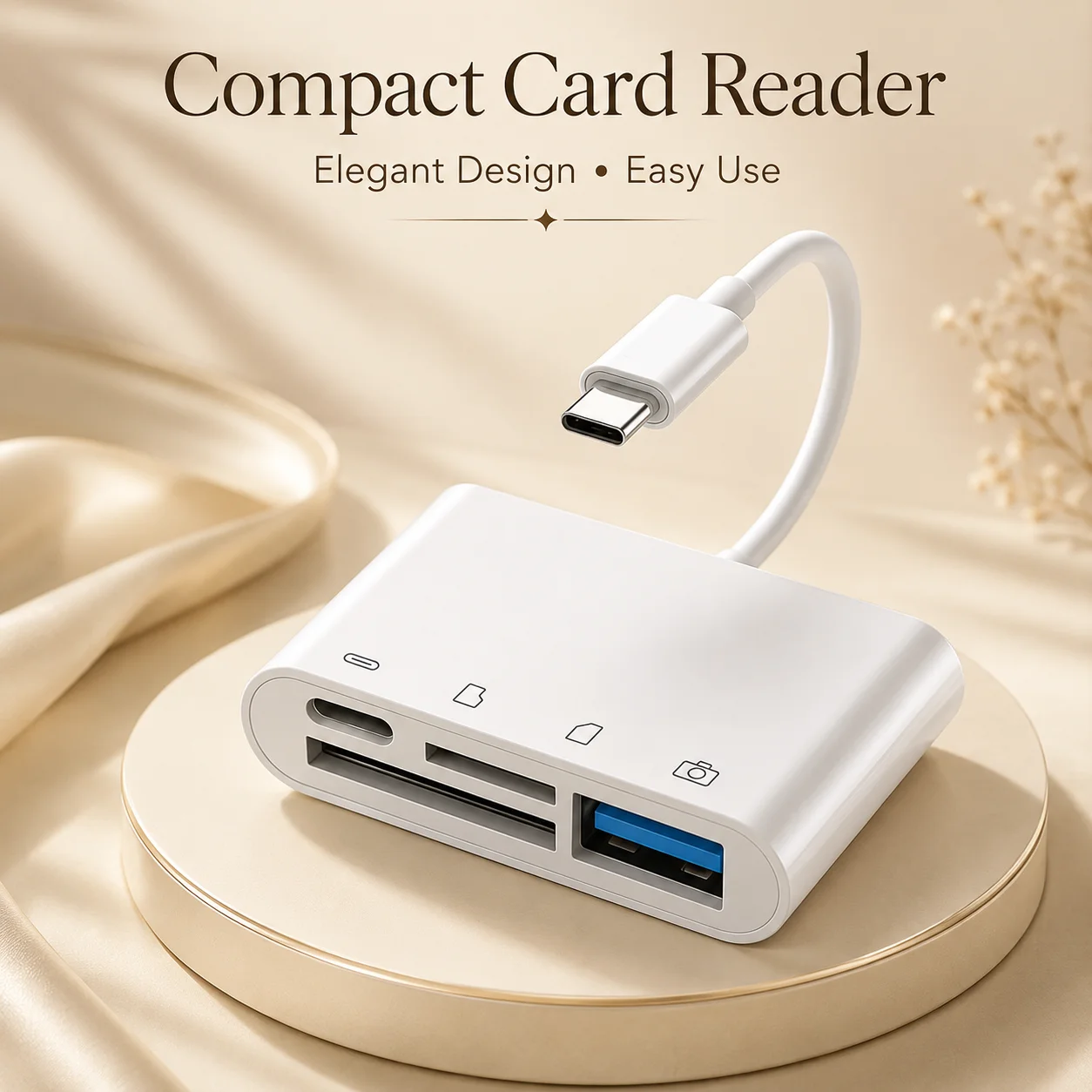 4-in-1 Type-C OTG SD/TF Card Reader High Speed Plug & Play for iPhone iPad Samsung Huawei Xiaomi Laptop Camera USB Flash Drive