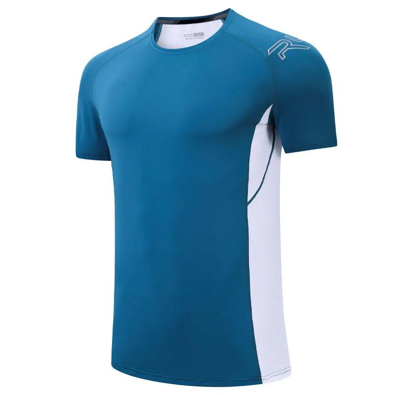 Sports Patchwork Shirts Men Running High Quality Quick Dry Fitness Short Sleeve Mesh Breathable Workout Training Tee