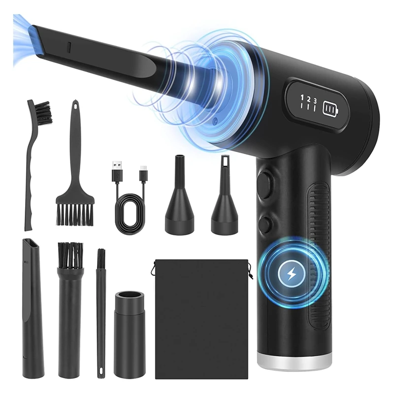 Пылесос 2-в-1 Электрическая тряпка со сжатым воздухом, Беспроводная тряпка и пылесос, Воздуходувка, 3 регулируемые скорости