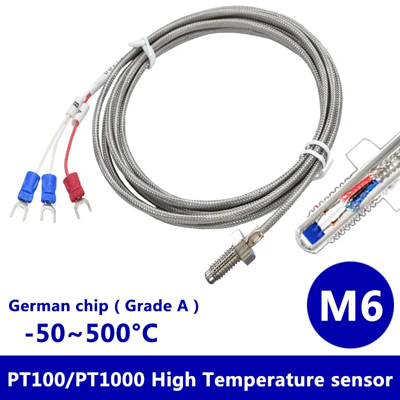 

M6 PT100/PT1000 Screw temperature sensor , Spring Temperature Probe, High Precision,High temperature, Measuring Instrument,500℃