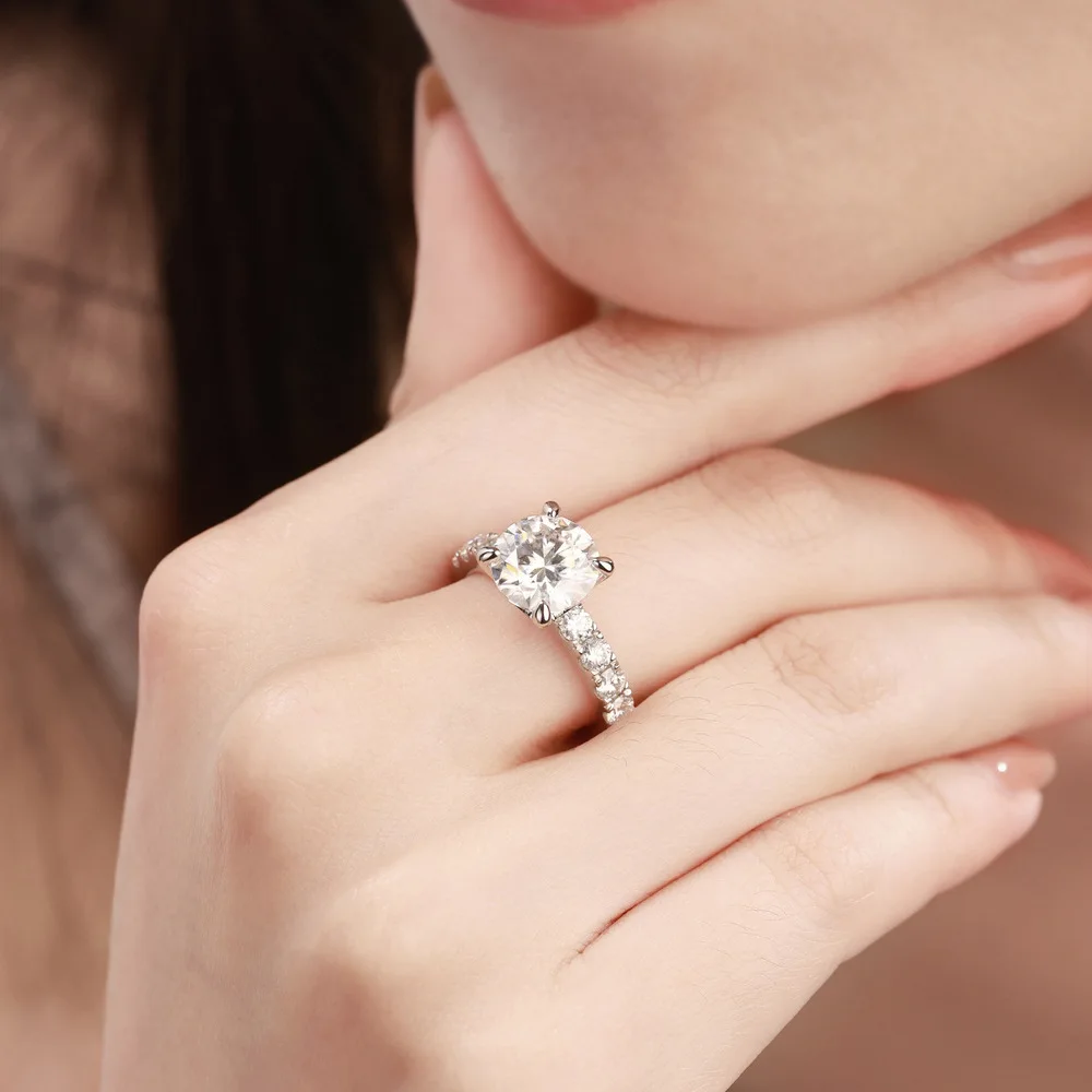 3.5CT Moissanite, S925 Sterling Silver with 18K Gold Plated, Women's Ring, Luxury High-End Jewelry, Wedding Gift