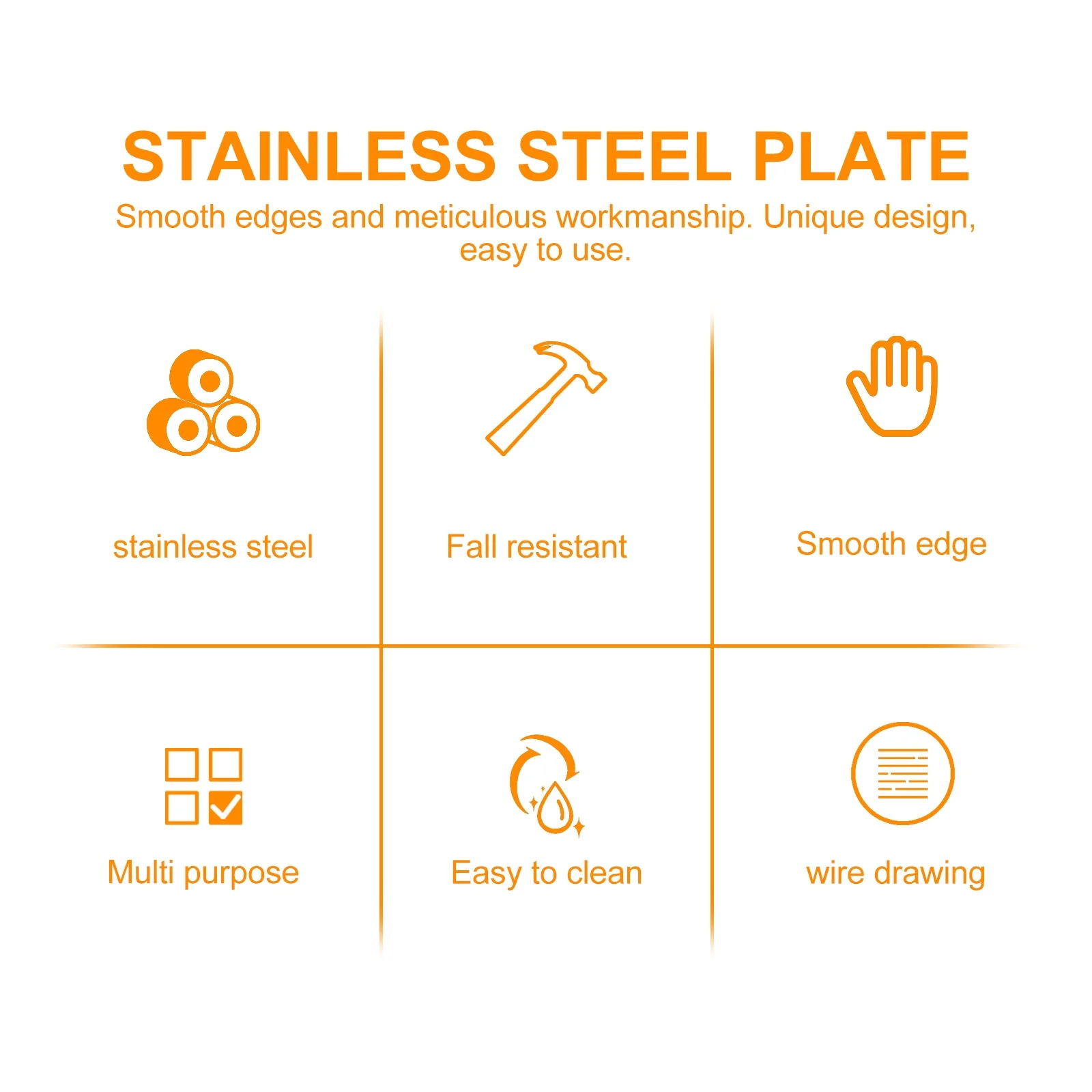 

Stainless Steel Plate Simple Design Practical Bbq Picnic Party Food Container Storage Dessert Fruit Snack Serving Tray