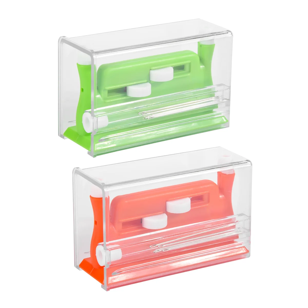 2 قطعة عراف إبرة أوتوماتيكية ، أداة خياطة إبرة عراف ، خيوط إبرة أوتوماتيكية للخياطة اليدوية (أخضر + برتقالي) ساخن