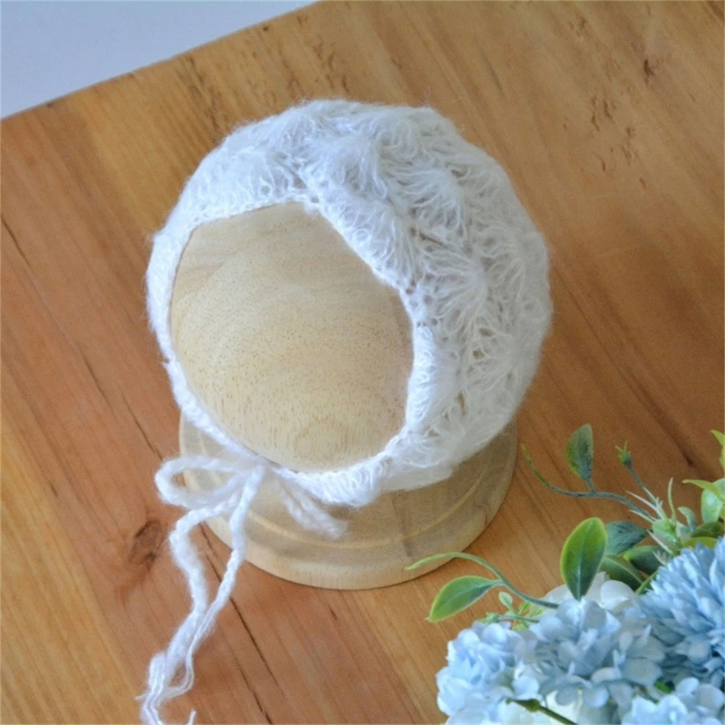 Soft Mohair Baby Hat for Newborns Photography Solid Color Handmade and Breathable Designing Knitted Bonnet Caps Props