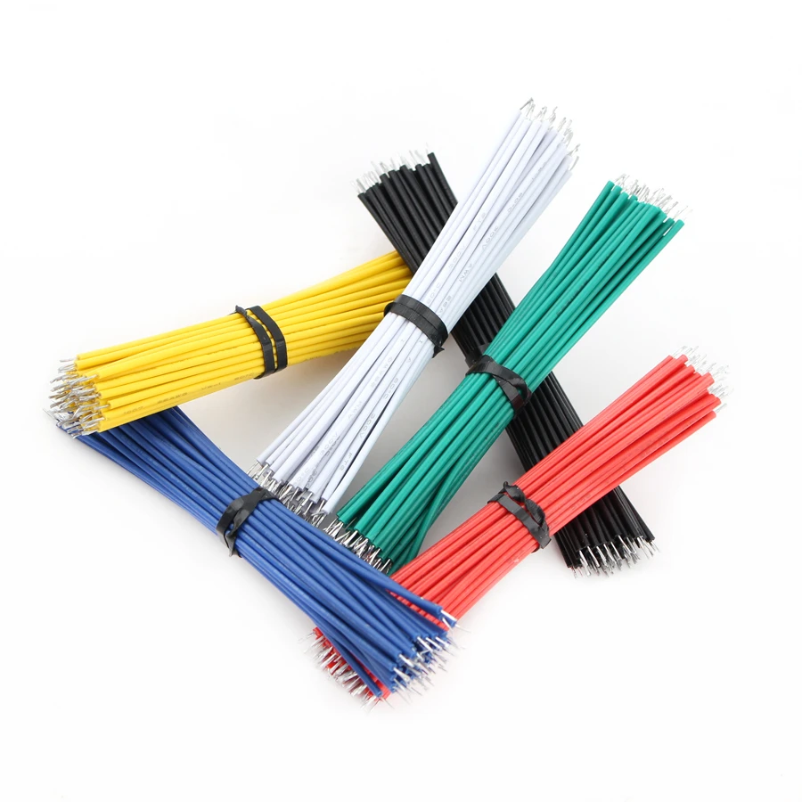 24AWG, 8cm, 100 Stück Verzinnte Jumper-Kabel, Elektronische Leitungen, DIY PCB Breadboard-Kabel, Weiß, Blau, Rot, Gelb, Grün, Schwarz