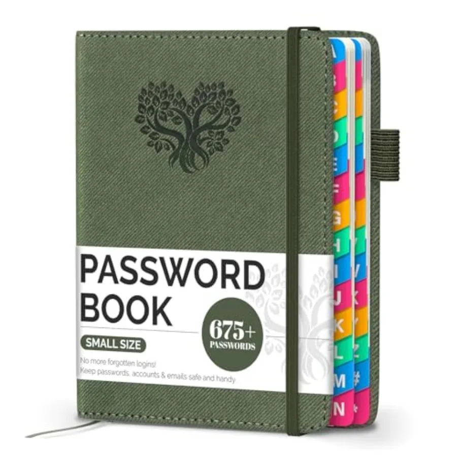 Password Keeper Book with Colorful Alphabetical Tabs, Small Internet Password Book for Seniors, Password Organizer for Website
