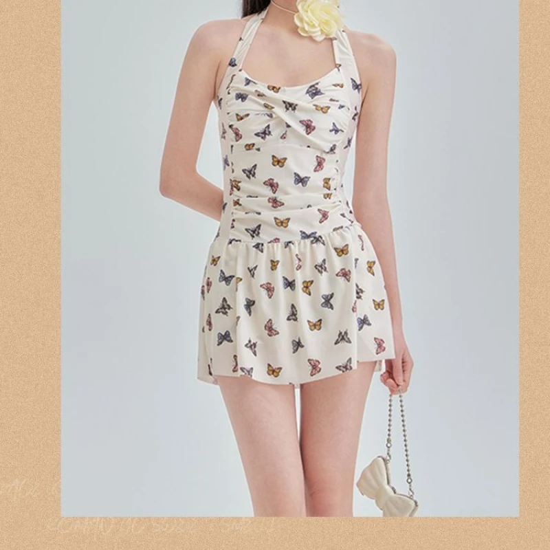 New Women's One-piece Flat Corner Conservative Korean Version of Hot Spring Small Fresh Skirt Swimsuit