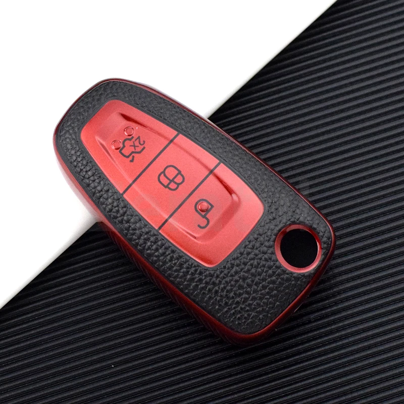 TPU Leather Car Folding Key Case Cover Bag Protector for Ford Focus C-Max S-Max Galaxy Mondeo Ranger Transit Tourneo Custom