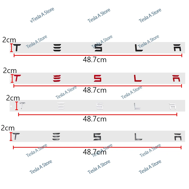 1szt 3D logo samochodu tylny znak literowy galwanizowany znak logo samochodu nadaje się do tylnego znaku TESLA MODEL/3/S/XHW akcesoria samochodowe