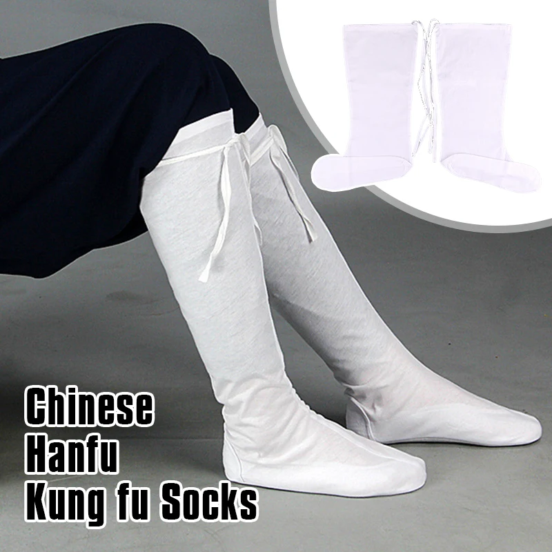 Unisex Cotton White Hanfu Cosplay Socks Chinese Ancient History Socks Princess Kungfu Tai Chi Martial Arts Taekwondo Accessories