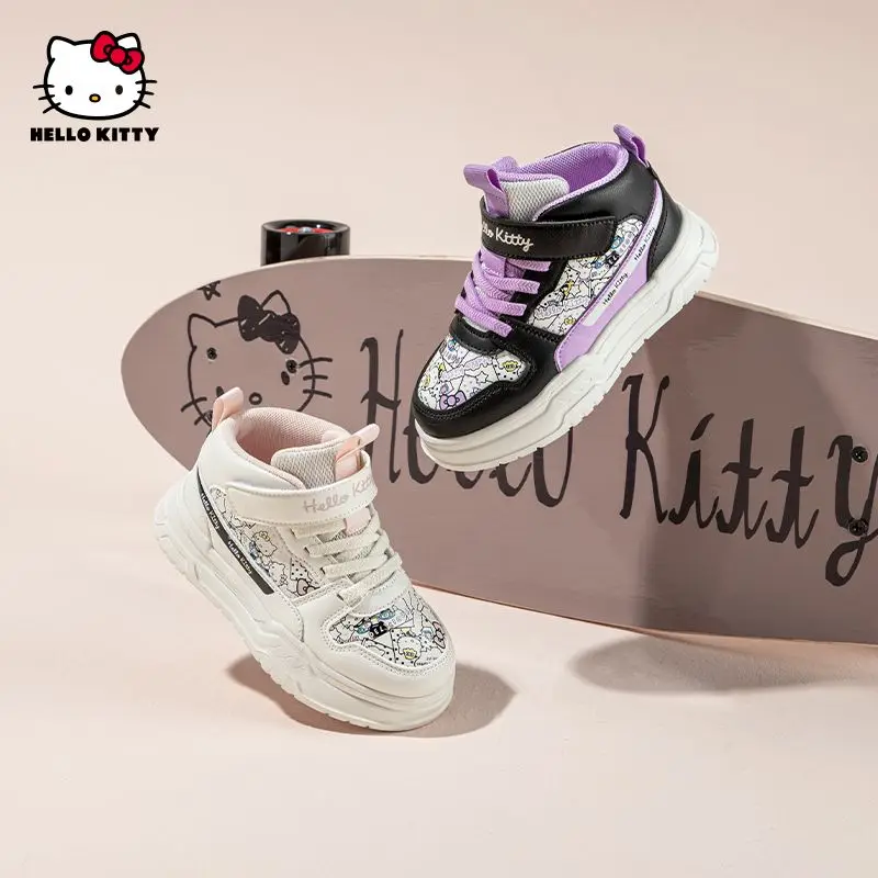 أحذية رياضية للأطفال بنمط Hello Kittys أحذية رياضية عصرية متعددة الاستخدامات لجميع المواسم أحذية مشي كاجوال مسطحة أحذية لوحية #2