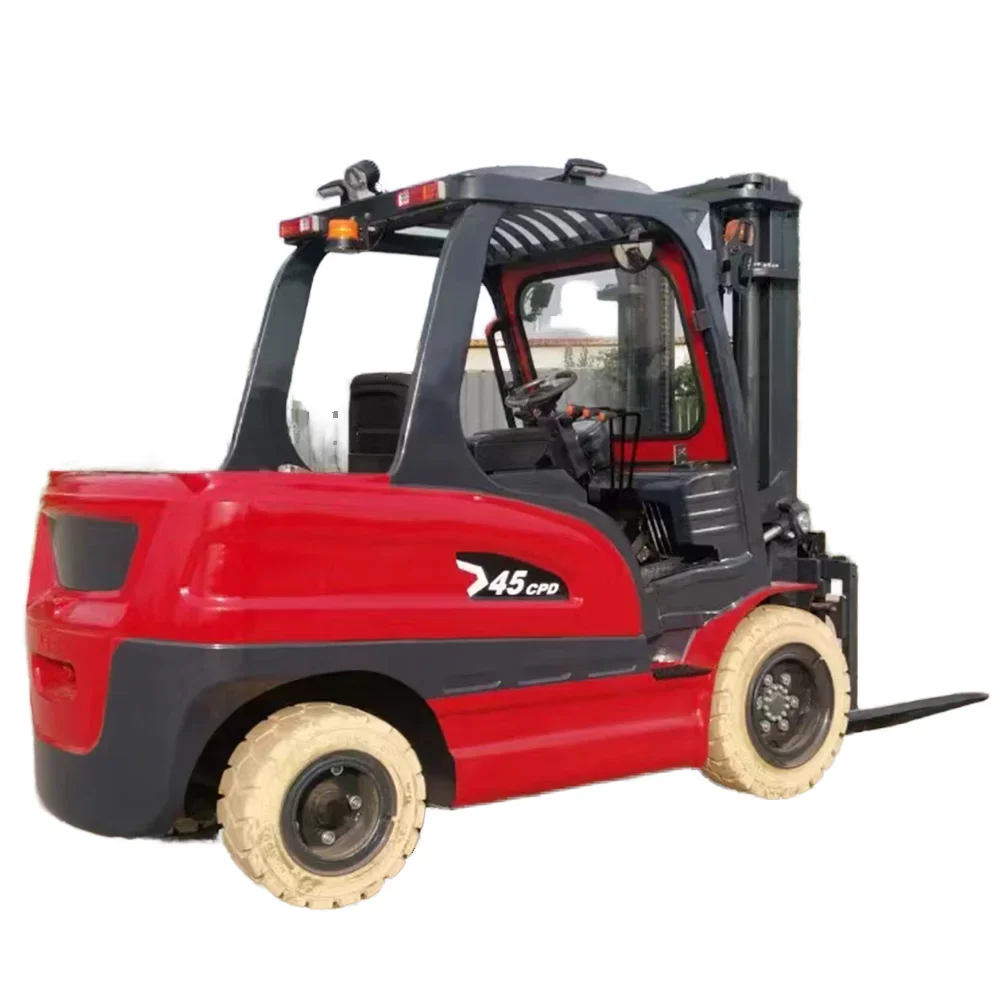 

YG Customized 2024 New 5 Ton 4 Wheel Small Turning Radius Free Lifting Mast Lithium Battery Electric Forklift