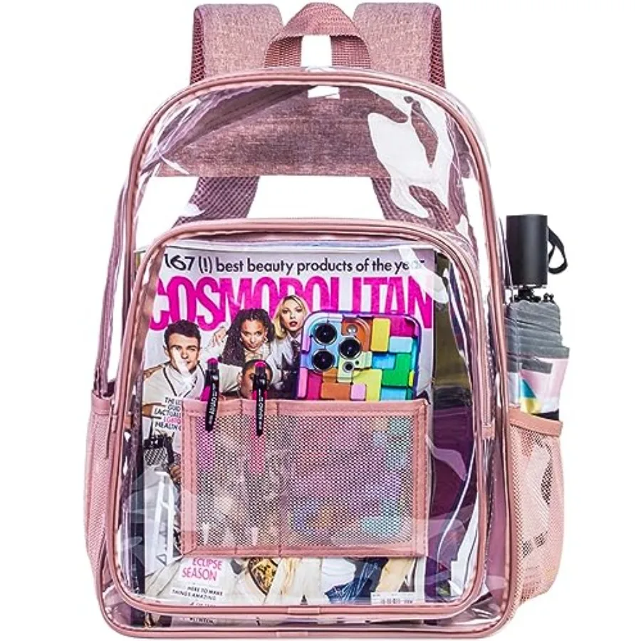 

Clear Backpack, Heavy Duty Transparent Bookbag, See Through PVC Backpacks for Women Men