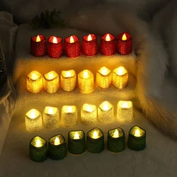 Glitter Flameless Candle Light Battery Operated Wishing Tea Lights Christmas Wedding Party Valentine's Day Decoration Lighting
