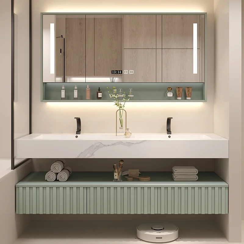 

Modern Simple Smart Light Emitting Diode Mirror Waterproof Plywood MDF Bathroom Cabinet