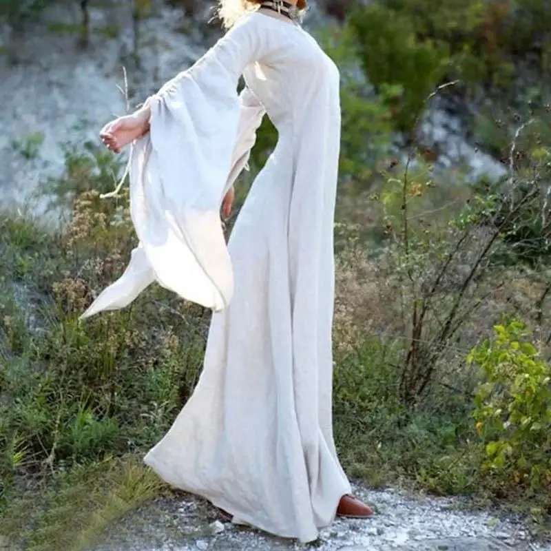 Nowa damska spódnica maxi na Halloween, z wysokim stanem, długa, pojedyncza, okrągła, jednolita, letnia sukienka 208