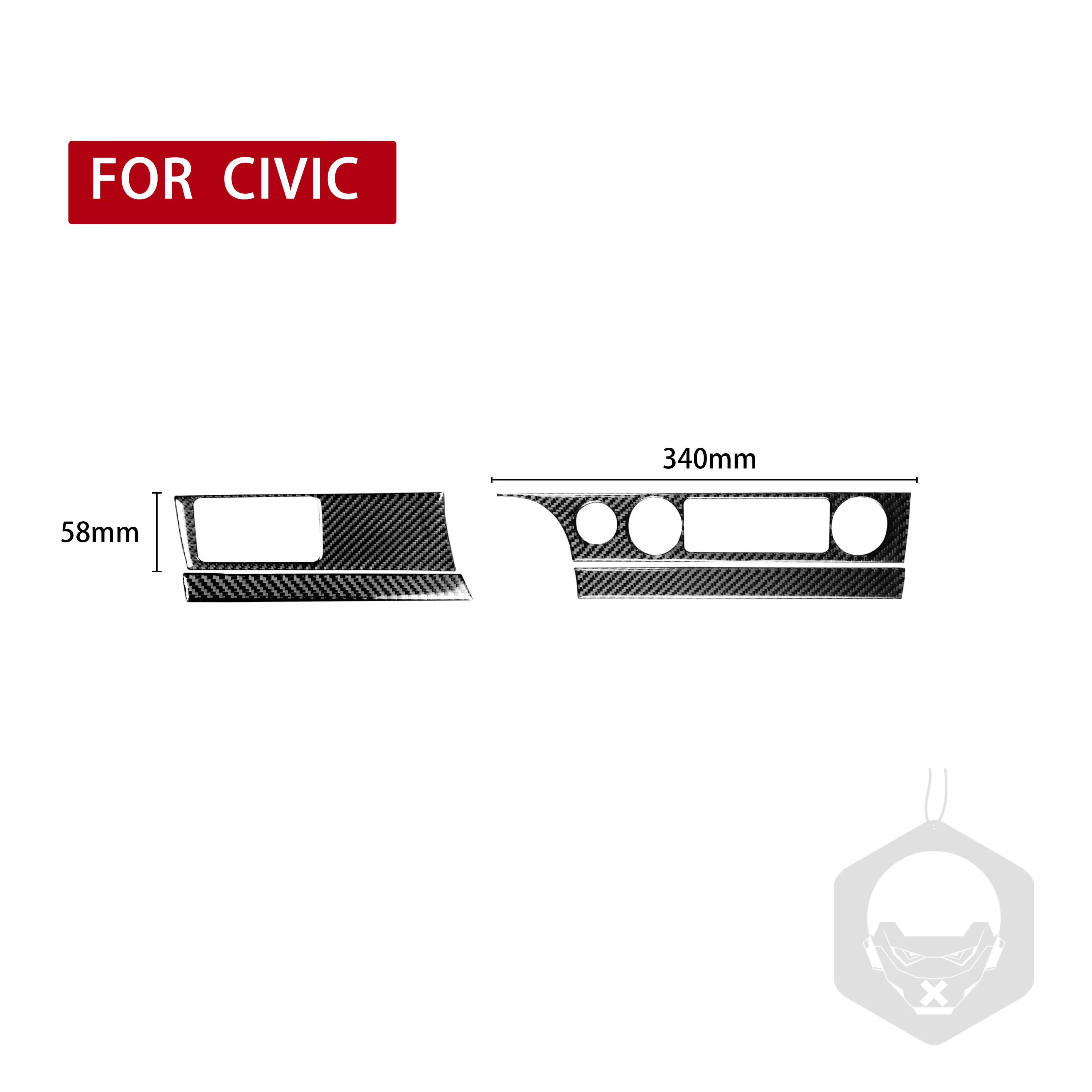 Car Interior Accessories For Honda Civic 8th Gen 2006-2011 Carbon Fiber Air Conditioning Button Stickers+Headlight Switch Panel