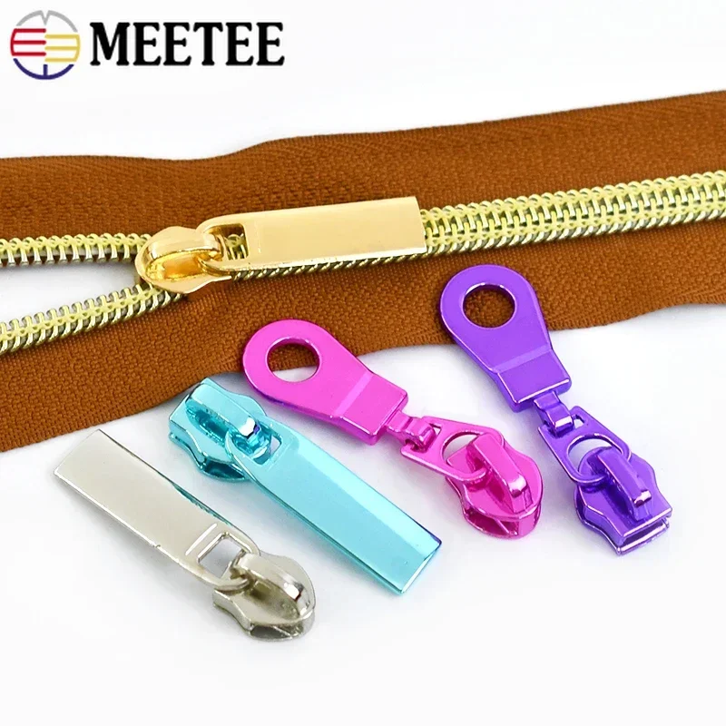 5/10Pcs 5# Metal Zipper Puller For Sewing Nylon Zippers Tapes Coat Zip Slider Shoes Bag Zips Repair Kit DIY Hardware Accessories