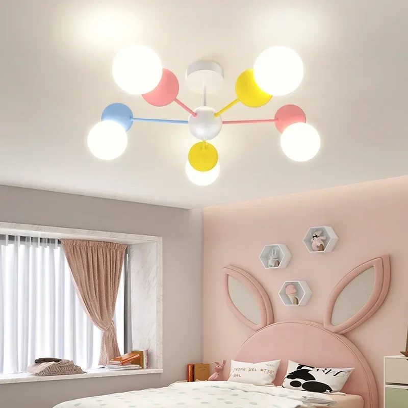 Nordic Kids Chandelier Light for Bedroom Nursery School Indoor Decor Cute Cartoon Pendant Hanging Lamp LED AC 220V 24W