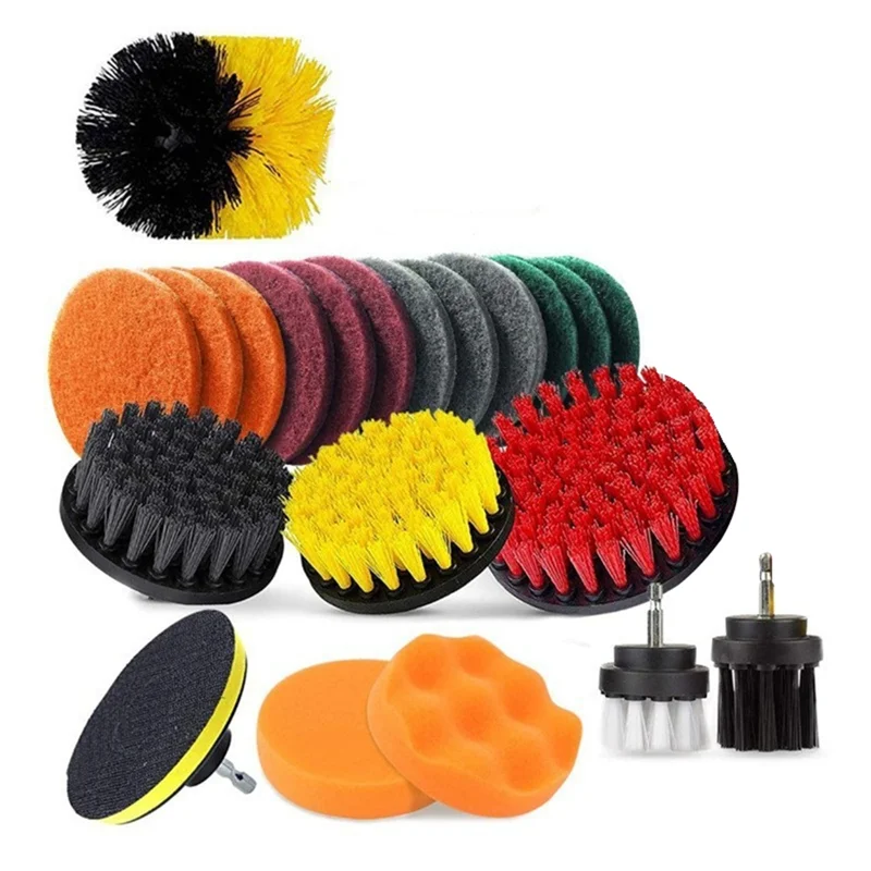 

M12K-Drill Brush Set 22 PCS Scrub Pads Sponge Power Scrubber Brush For Glass For Home Cleaning, Car,Kitchen, Toilet Tools