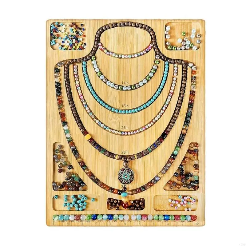 N7MF Jewelry Beading Design Tray Wooden Bead Design Board DIY Beading Mats Trays for Jewelry Bracelets Necklaces Making