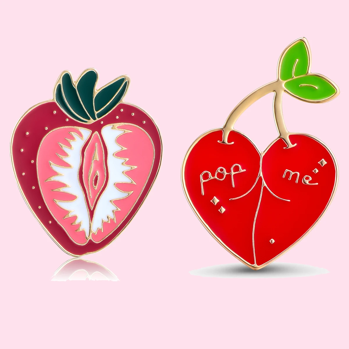 Harong kreative niedliche Erdbeer Kirsche Emaille Pin Brosche sexy Revers Lanyard Tasche Orgel Abzeichen Schmuck Zubehör Geschenk für Frauen