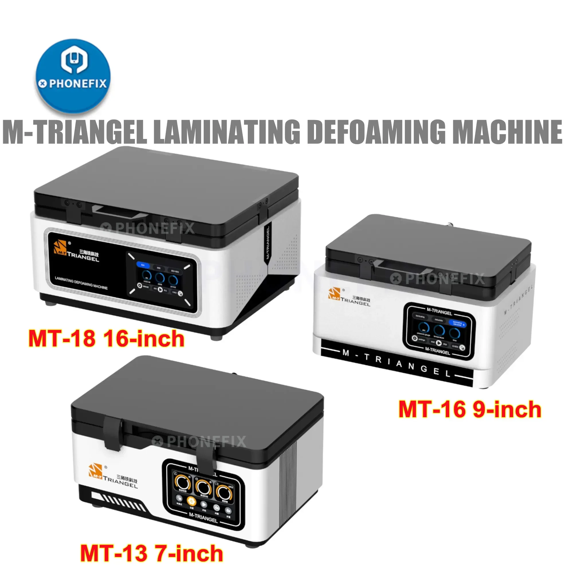 M-Triangel MT-13 MT-16 MT-18 LCD Laminating Machine Built In Vacuum Pump No Need Air Compressor Phone Flat Curved Screen Repair