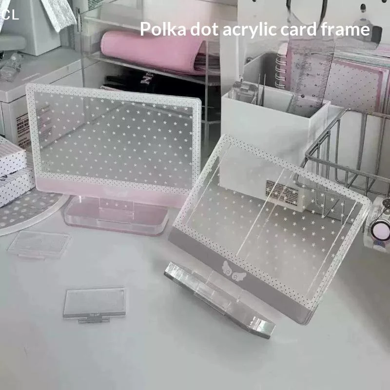 Korean-style Polka Dot Acrylic Photo Card Frame Small Card Holder Cards Table Display Stand for INS Desktop Decoration Gift