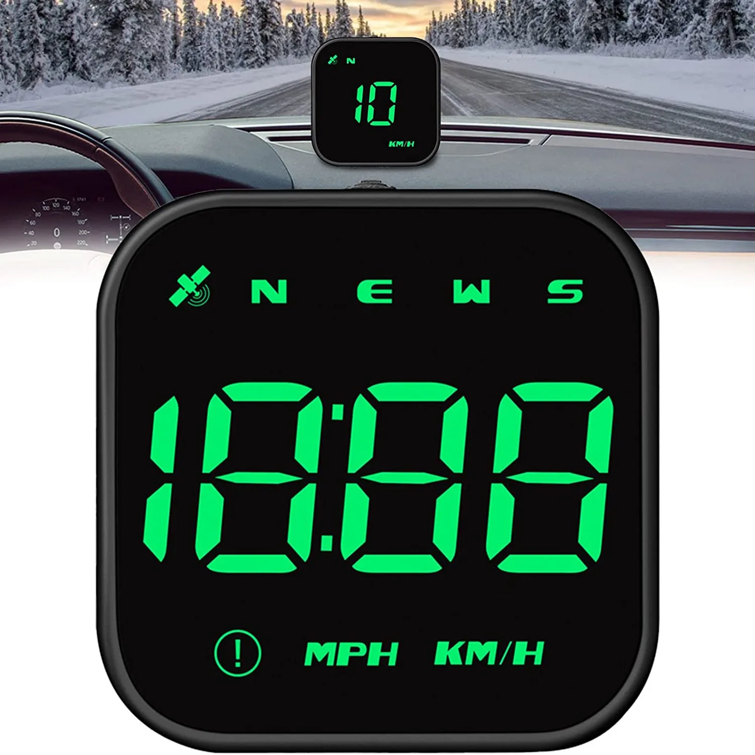 Car Head Up Display GPS Speedometer with Speed MPH, Overspeed Car Alarm Fatigue Driving Reminder for All Car Motorcycle