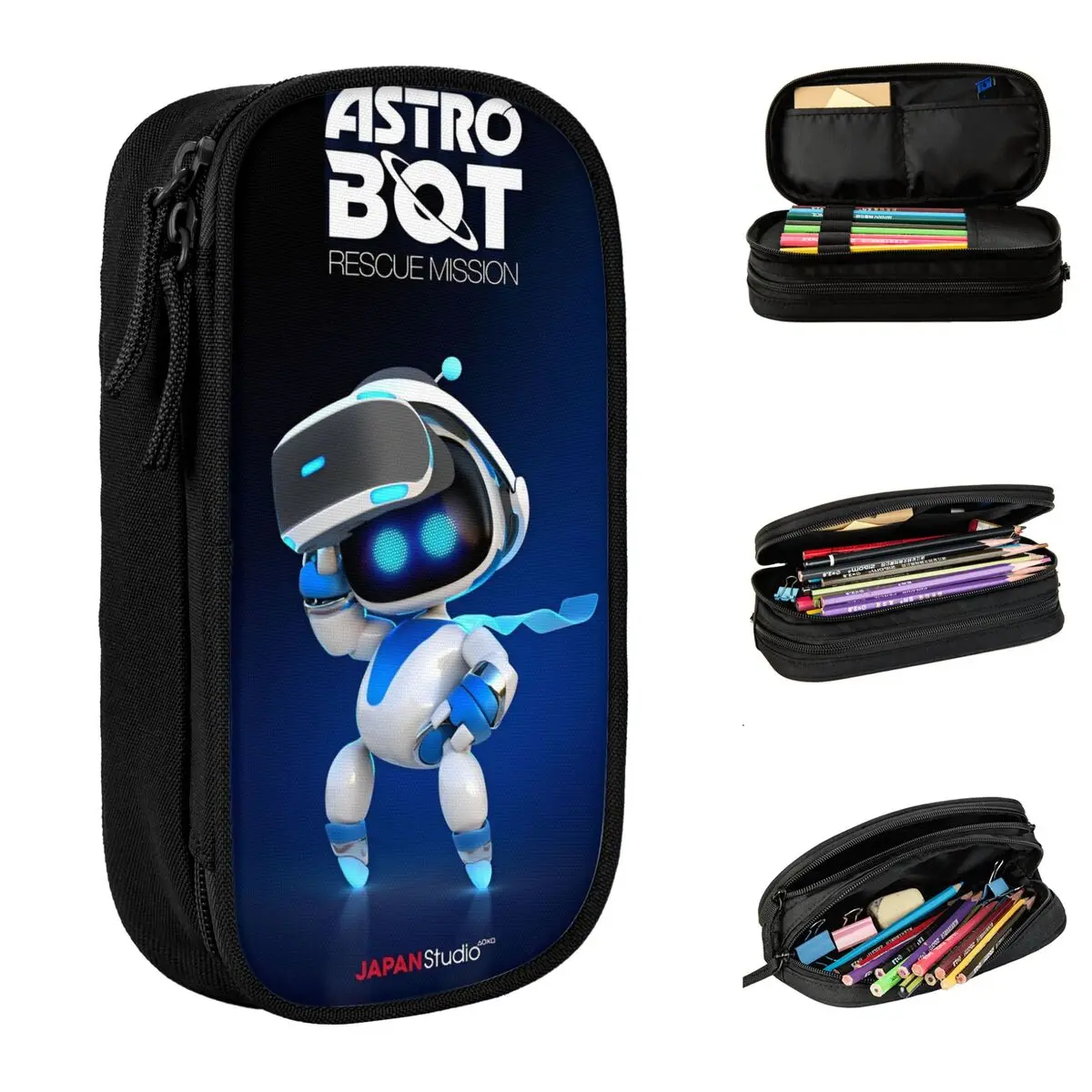 A-Astro-Bot Pencil Case Cartoon Robert Pencil Box Pen for Student Large Storage Pencil Bags School Supplies Gifts Stationery