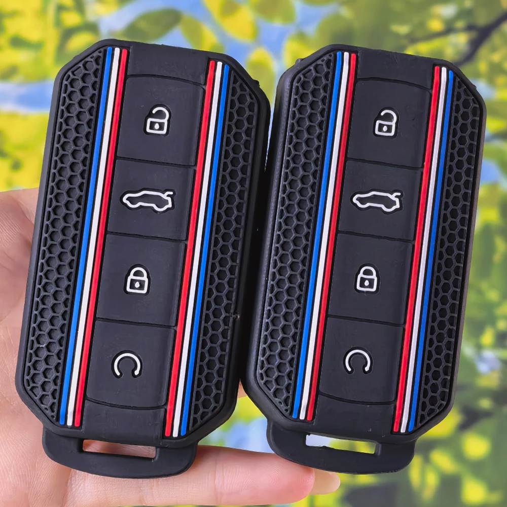 Racing Stripe Silicone Smart Key Fob Cover, Protective Shell for Chery Jaecoo J5 5EV J7 2025 4 Buttons Car Remote Key