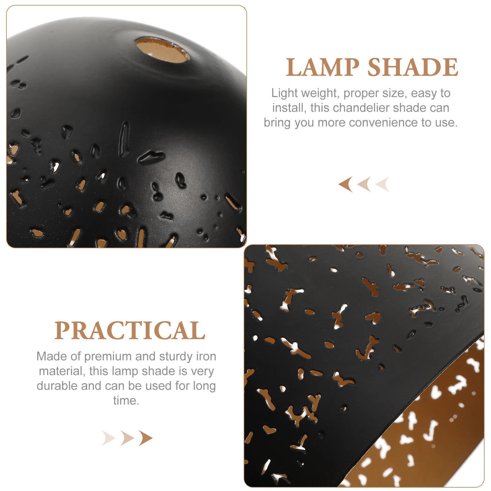 

Round Lamp Shade Hollow Metal Ceiling Pendant Light Cover For Chandelier Hanging Lampshade Large Black Replacement