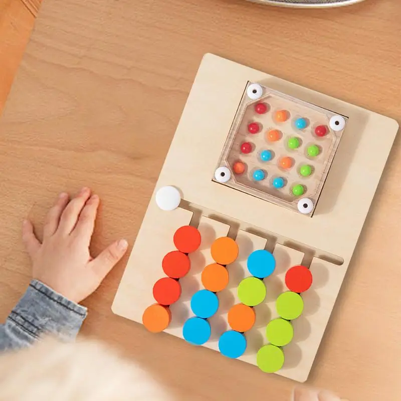 Casse-tête à glissière en bois pour enfants, jeu de table assressenti, documents de mouvement à quatre couleurs, fournitures de chambre pour les irritations des tout-petits