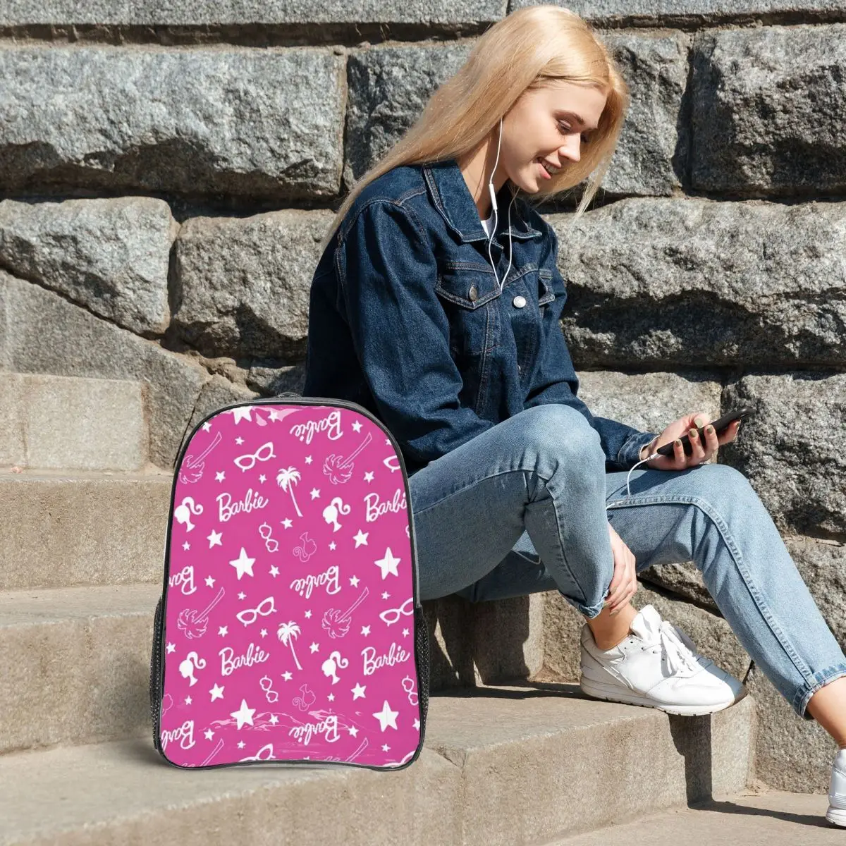 Barbie-Sac à dos transparent avec plusieurs poches, sac pratique pour étudiants et professionnels, 16 po