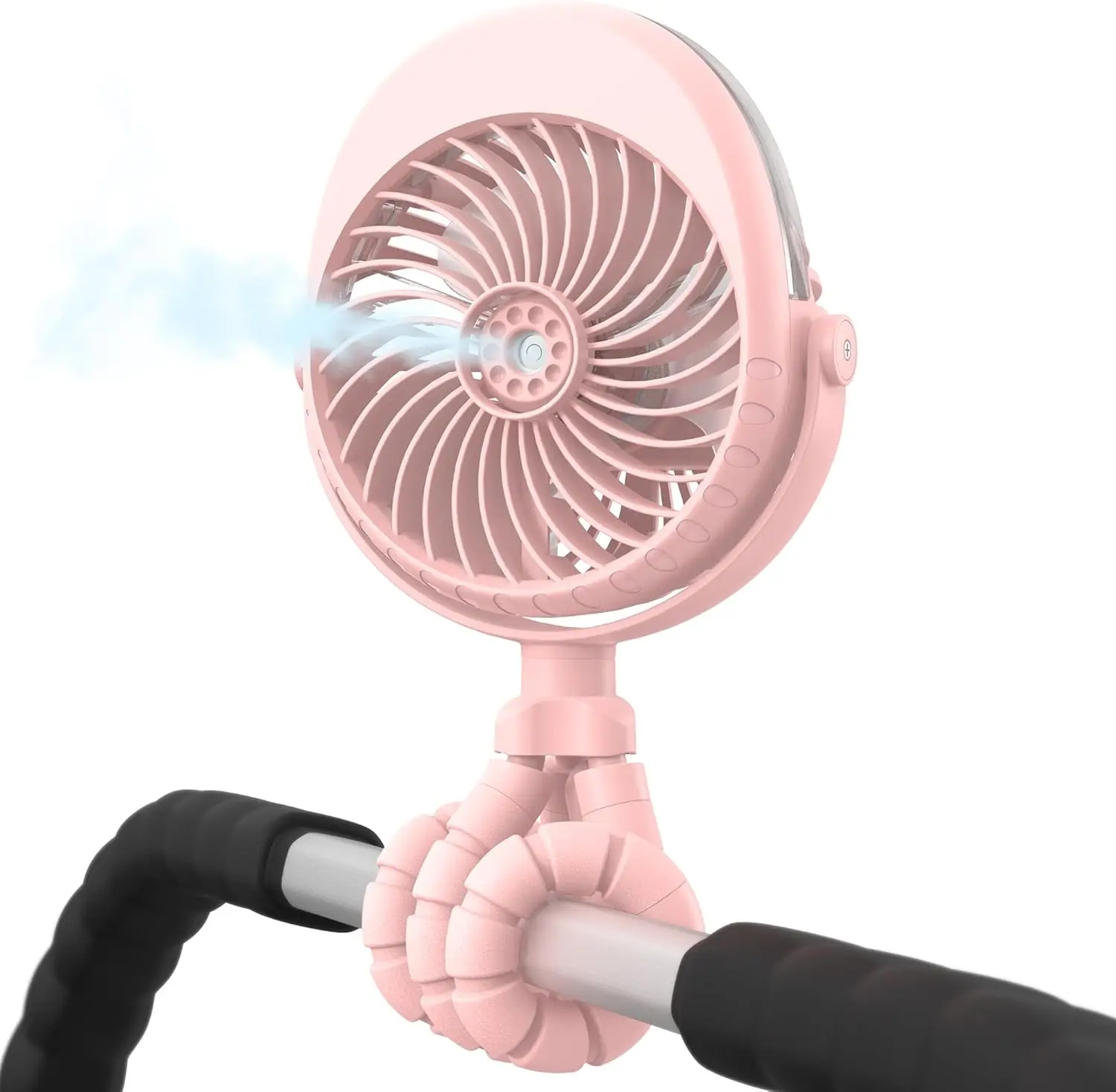 

Портативный вентилятор-увлажнитель для колясок, аккумулятор 4000 мАч, 360° ° Портативный вентилятор с 3 скоростями, длительным охлаждением для улицы и путешествий