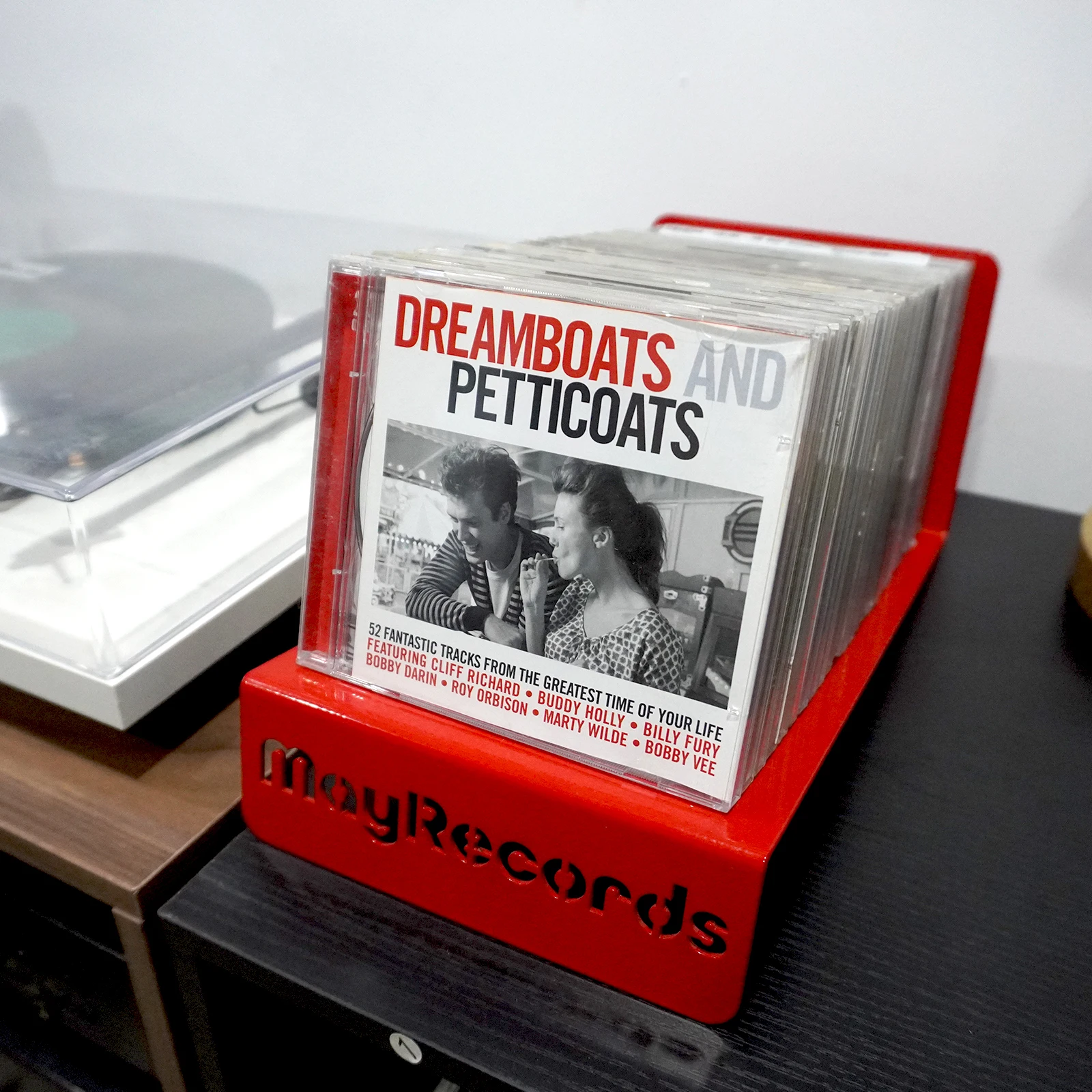 رف تخزين عرض من الحديد CD/LP رف تخزين سطح المكتب من الفينيل رف تجميع سجل CD/LP حامل منظم ديكور المنزل والمكتب قوس