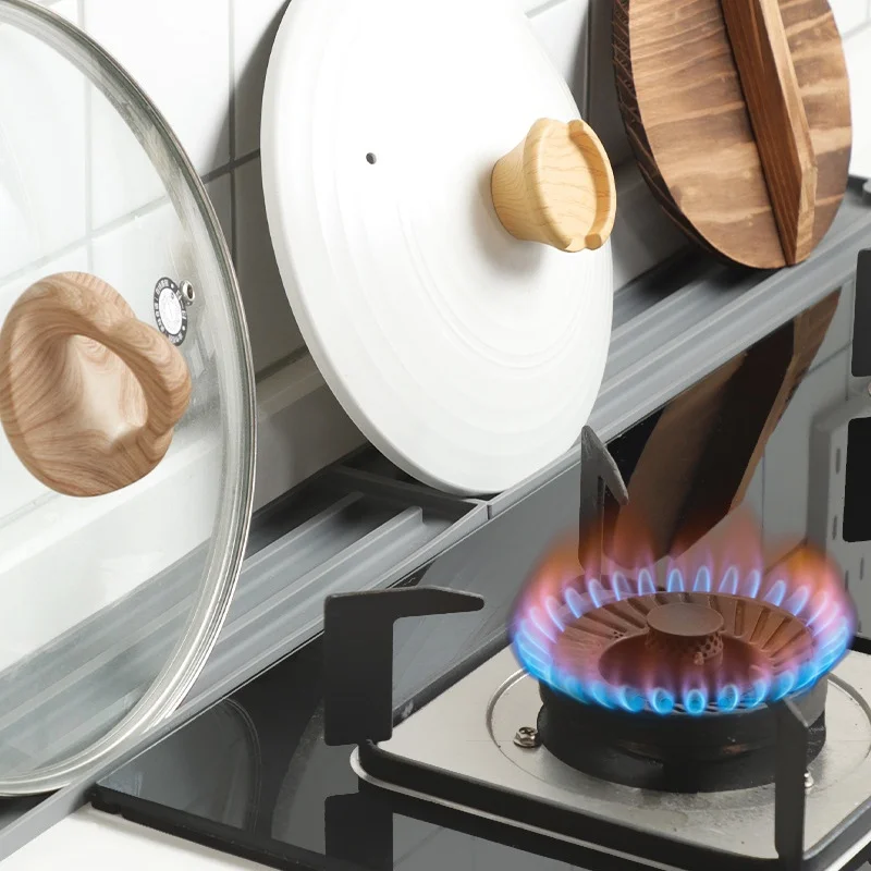 Tapa de olla de cocina, soporte organizador de espátula, almohadilla de drenaje de fregadero de silicona, escurridor de botellas, estante de soporte, bandeja antideslizante de hendidura estrecha