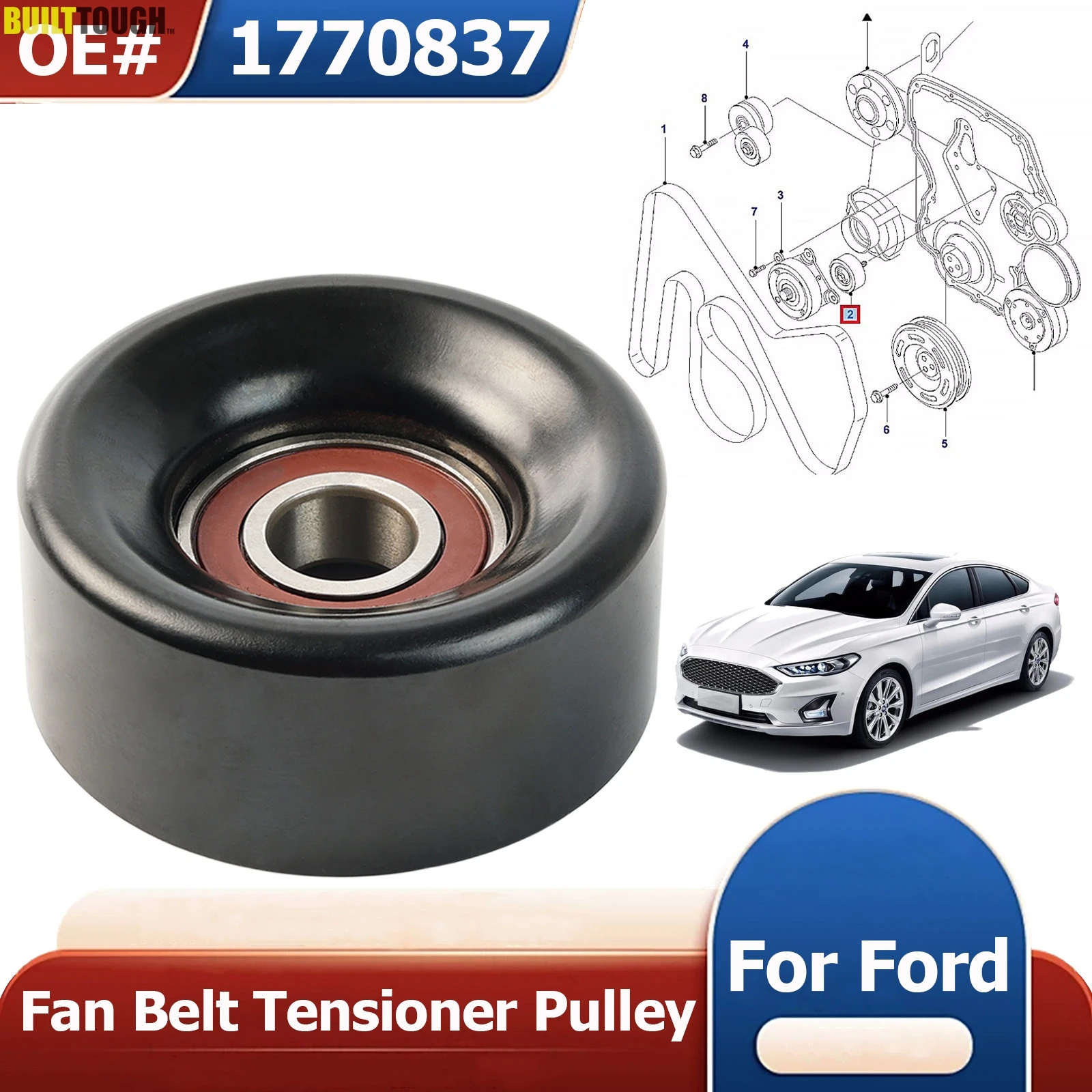 

Направляющий шкив ремня приводного вентилятора для Ford MK6 2.4 Diesel 2000-2006 Honda CR-V Element CIVIC YC1E9444AD Верхний резиновый аксессуар