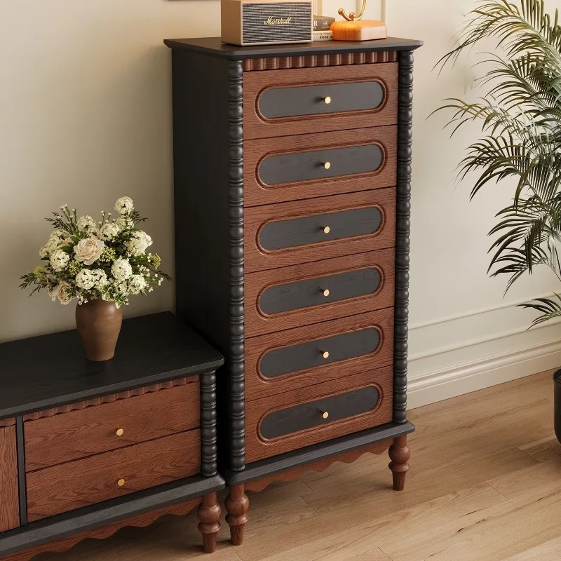 

French medieval style all solid wood chest, French retro style six chest