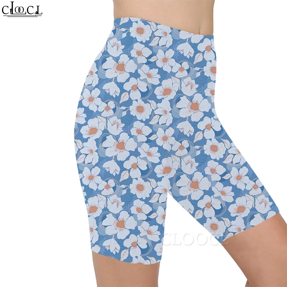 CLOOCL Blue Floral Leggings 3D Pattern Printed Shorts Women Sexy Gym Sweatpants for Female Gym Sports Shorts Pants Women