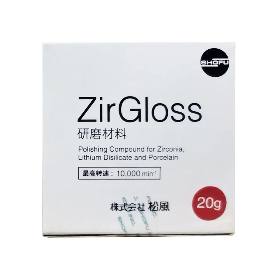 

SHOFU Dental Zirconia Polishing Paste Zir Gloss Polisher for Crown Bridge High Gloss Finishing Dental Polishing Compound 20g/Box