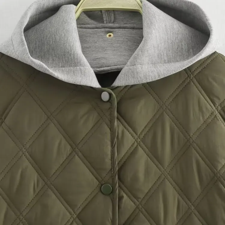 เสื้อแจ็คเก็ตผ้าฝ้ายมีฮู้ดแฟชั่นสำหรับผู้หญิง สไตล์สตรีท แขนยาว ซิปปิด สีสันฤดูใบไม้ร่วง สินค้ามาใหม่