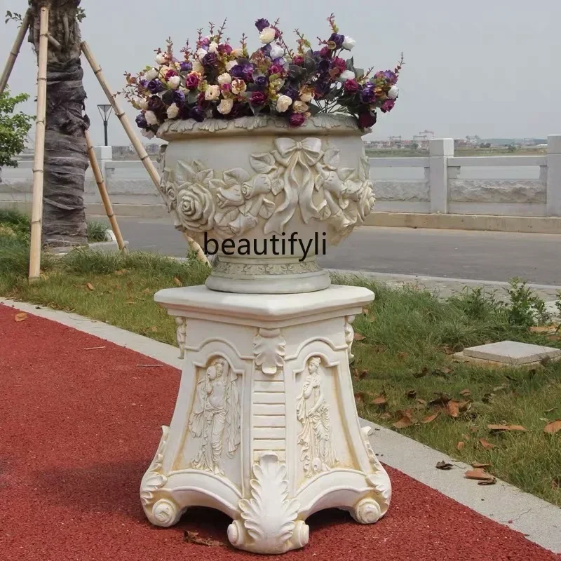 European-Style Courtyard Creative Garden Balcony Flower Pot Sculpture Green Plant Flower Container and Flower Pot Decoration