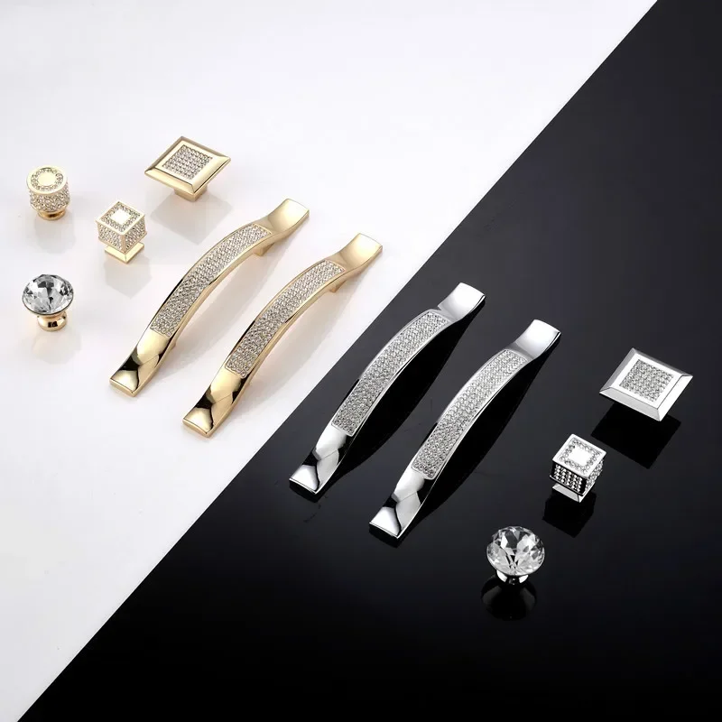 1PC Home Kitchen Decor Modern Diamond Knobs Crystal Drawer Cabinet Cupboard Wardrobe Door Handle Pulls Home Improvements